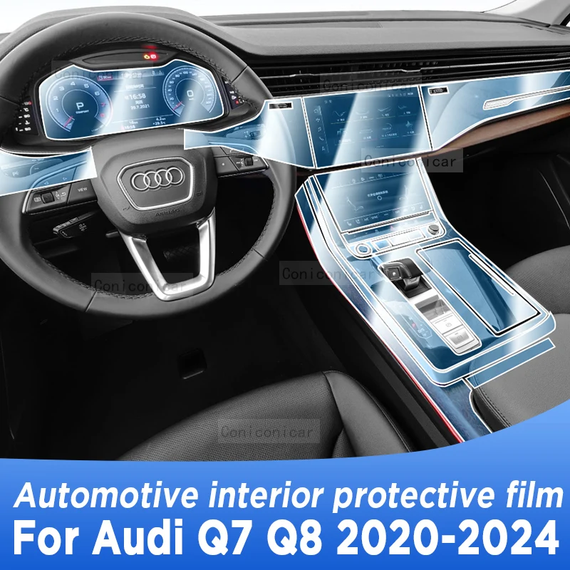 

For AUDI Q7 Q8 2020-2024 Gearbox Panel Navigation Screen Automotive Interior TPU Protective Film Cover Anti-Scratch Sticker