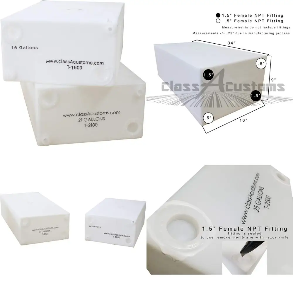 RV Dual Water Tanks Combo - 16 Gallon Fresh & 21 Gallon Gray | Class A Tank System