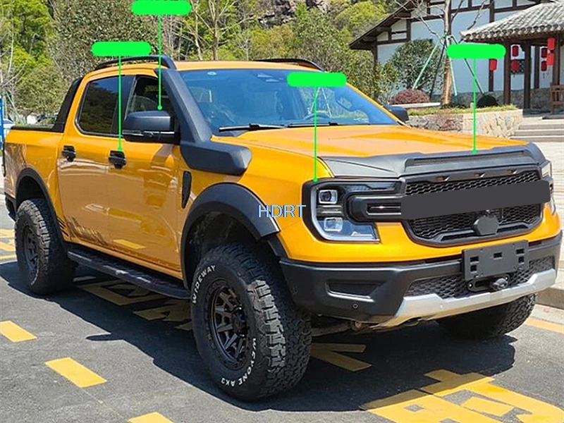 Car Style Front Racing Grille Mesh Trim Door Handle Gate Bowl Rear View Mirror Trunk Tail Light Cover For Ford Ranger T9 2023 +