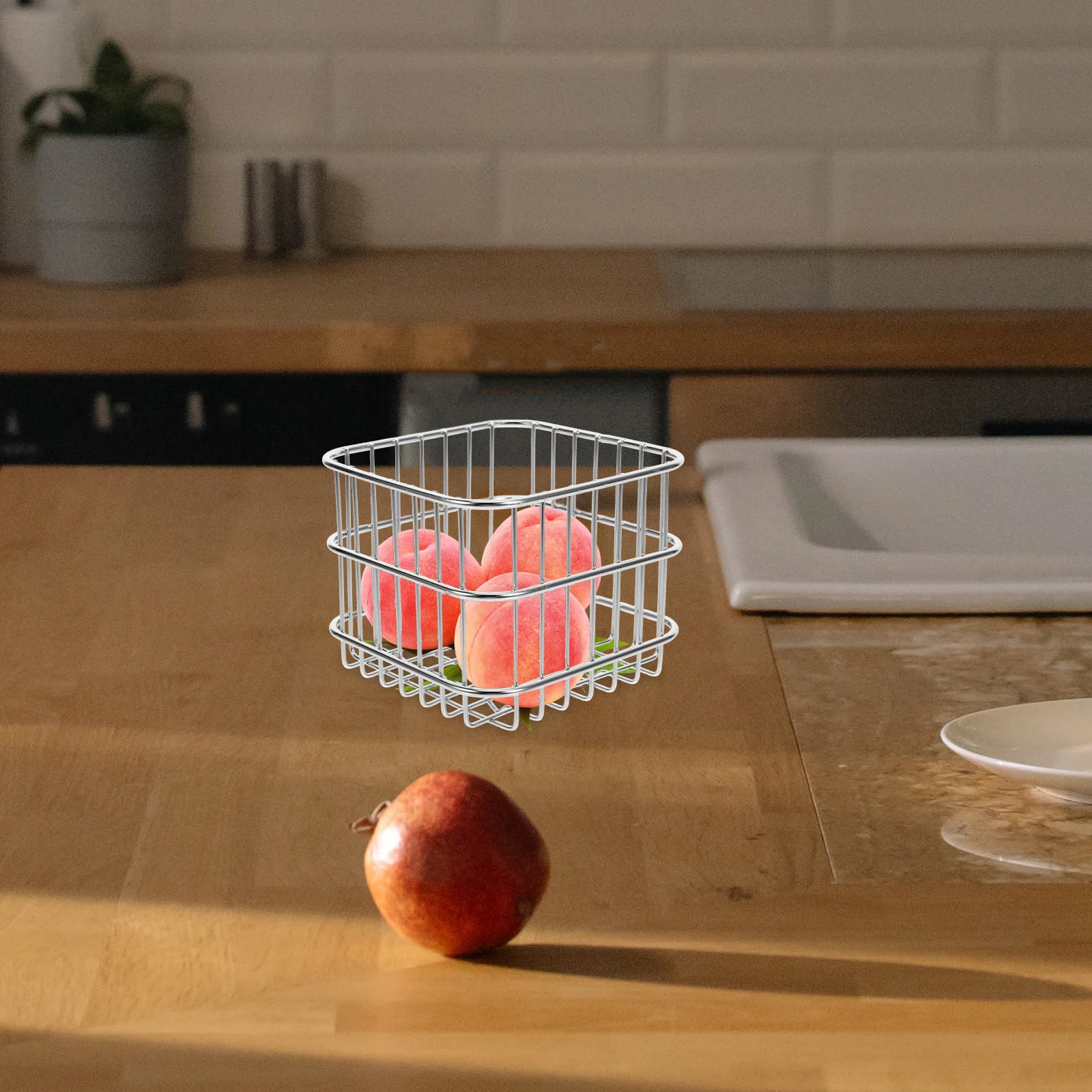 

Kitchen Storage Basket Stainless Steel Vegetable Fruit Metal Strainer Drain Large Countertop ganizer Washing Wire