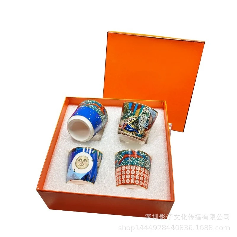 

Модная кружка из костяного фарфора в европейском стиле, чашка для завтрака, чашка для питья, кофейная чашка с тропическим лесом, подарочная коробка