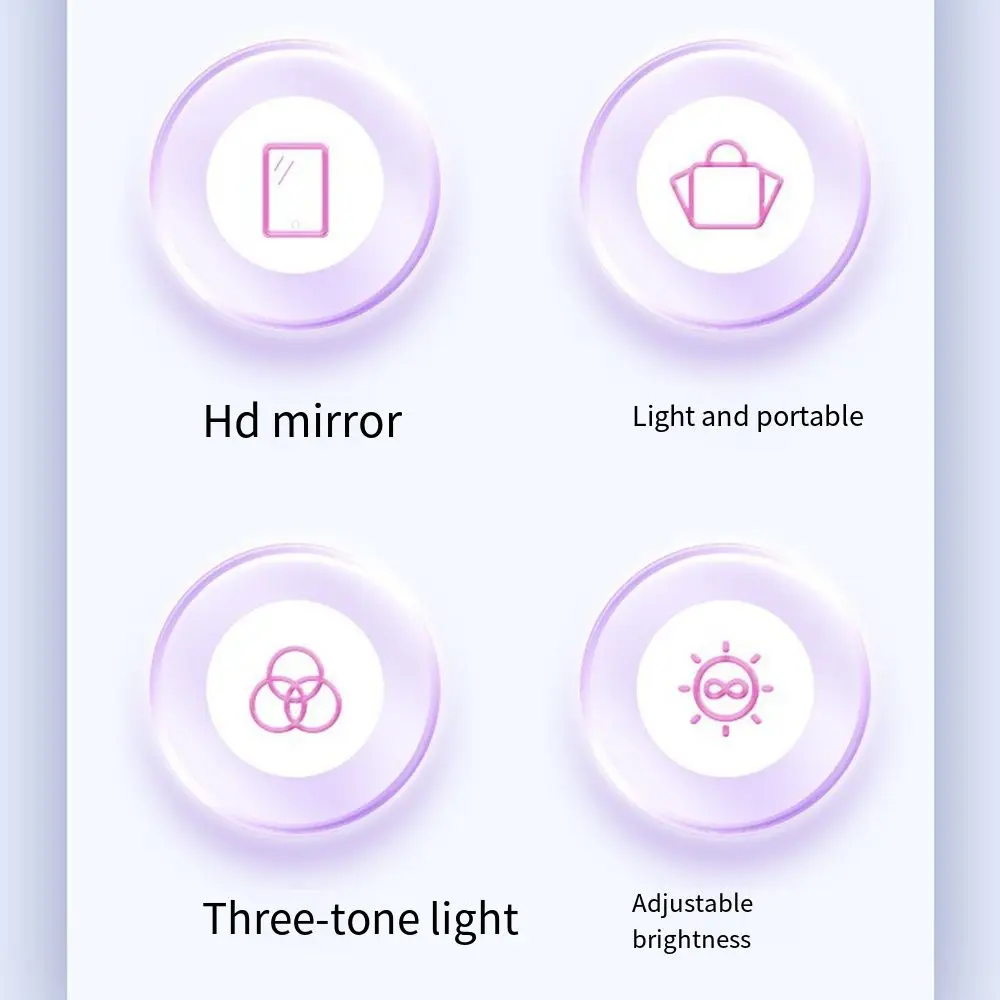 Dimmable Travel Makeup Mirror, Foldable Vanity Mirror, Touch Screen, 3 Cores Modos de Iluminação, 49 Luzes LED, Moda