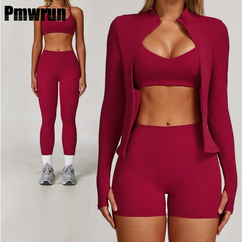 

2/3PCS Yoga Suit Sports Set Women Quick-Drying Gym Set Fitness Tracksuit Running Workout Long Sleeve Sports jacket shorts suit