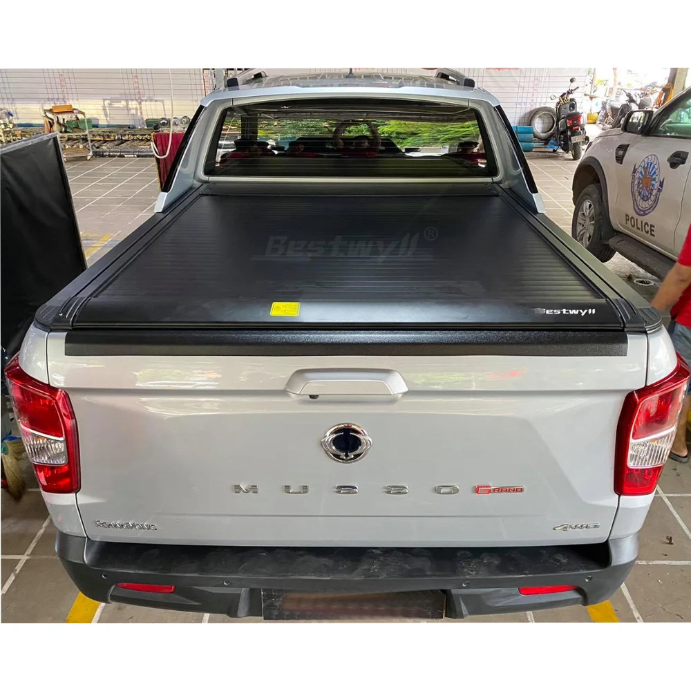 

BESTWYLL Roller Lid Pickup Truck Bed Electric Retractable Tonneau Cover for Ssangyong Rexton Sport Long Bed Musso Grand E-K25