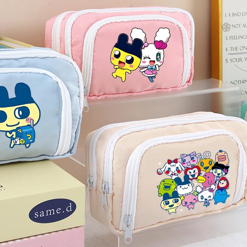 Tamagotchi Multi Layer Pen Bag Sweet Cute Girl BOY Pencil Case Fashion Large Capacity Pink Stationery Pouch Back To School Gift