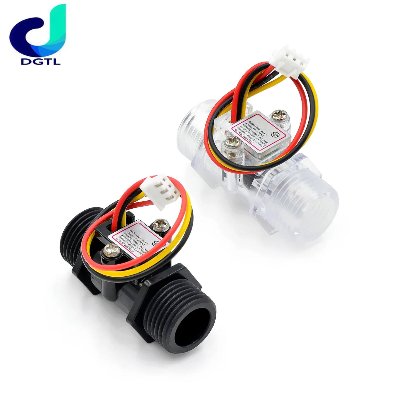 Transparant Zwart Debiet Meter YF-201C Waterstroom Sensor Turbine Flow Meter 4 Punten Flow Sensor