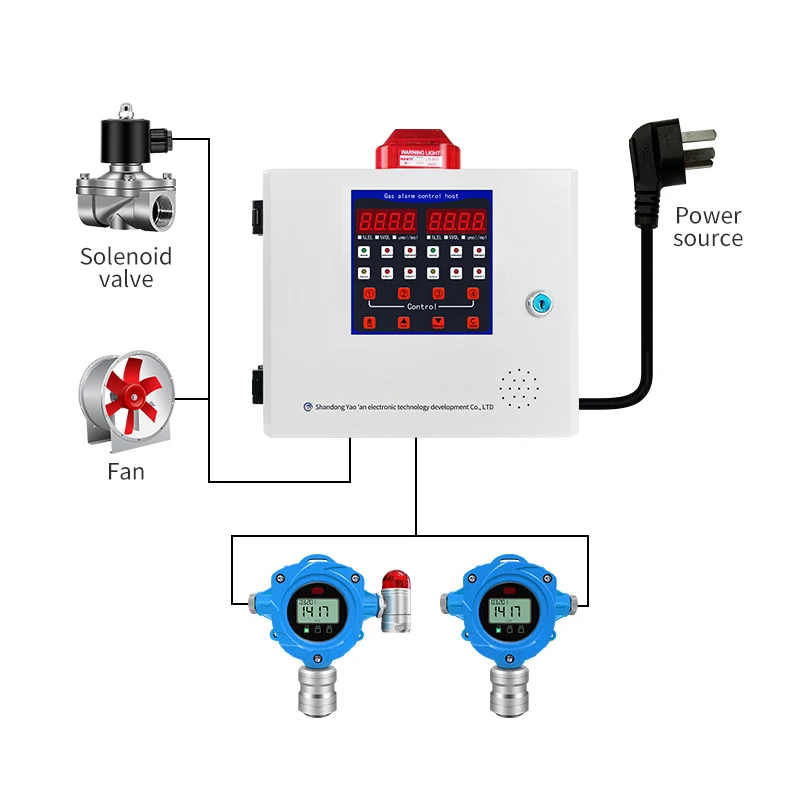 Fixed Gas Detector For LEL O2 H2S CO CO2 CH4 O3 Customizable Gas Leak Detector