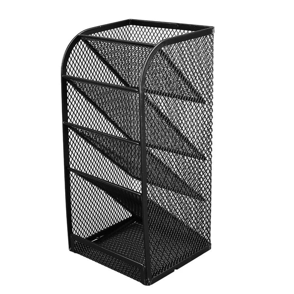 Pencil Holders Metal Desktop Pen Holder Mesh Compartments Stationary Container Slant Insert Black Desk Pencil Holder Home Use