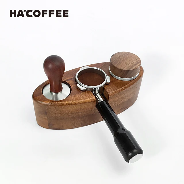 

Wooden Three Holes Tampers Holder Accessories Suit All Sizes Espresso Distribution Tool Coffee Tampers Holder