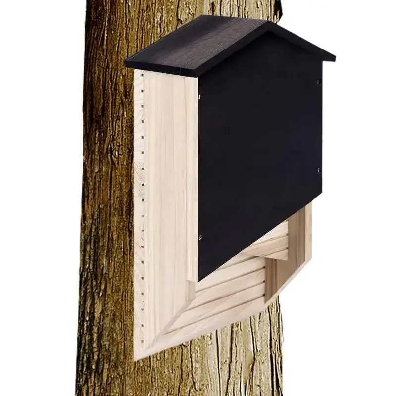 Outside Bat Habitat House Wood Shelter for Bat Colony Reusable House Box Wooden Decoration for Hibernation Wooden Nest