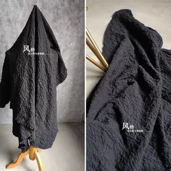 Washed Cotton Linen Charcoal Black Thin Double-sided Wrinkled Elastic Clothing Pants Designer Fabric Diy Sewing By The Meter