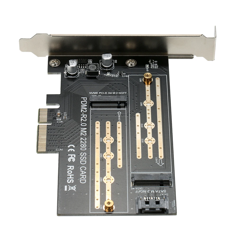 M.2 NVME to PCI-E X4 Expansion Card SSD Adapter Card with M.2 M-key B-key Interfaces Support NVME SATA Dual Protocol