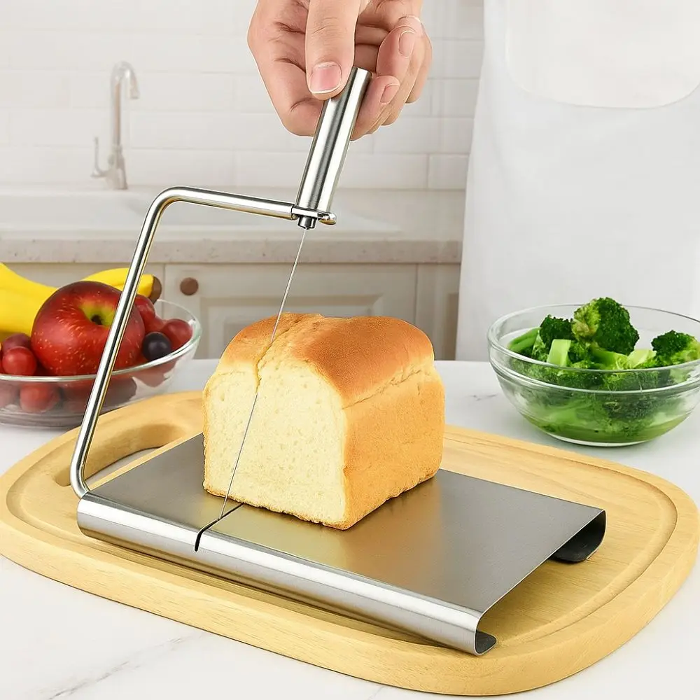 

Non-slip Stainless Steel Cheese Slicer Rust-resistant Non-stick Ham Butter Cutter Stable Handmade Soap Cutter Baking