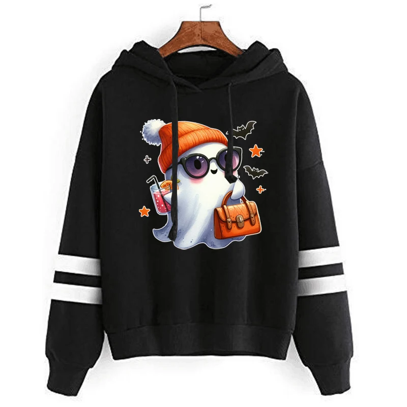 

Halloween Ghost Pumpkin Bat Print Hoodies For Women Happy Halloween Sweatshirt Long-sleeved Autumn Casual Hooded Pullovers