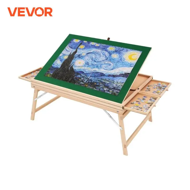 VEVOR 1500 Piece Puzzle Table with Folding Legs 4 Drawers and Cover Wooden Jigsaw Puzzle Plateau For Adults Gift for Mom