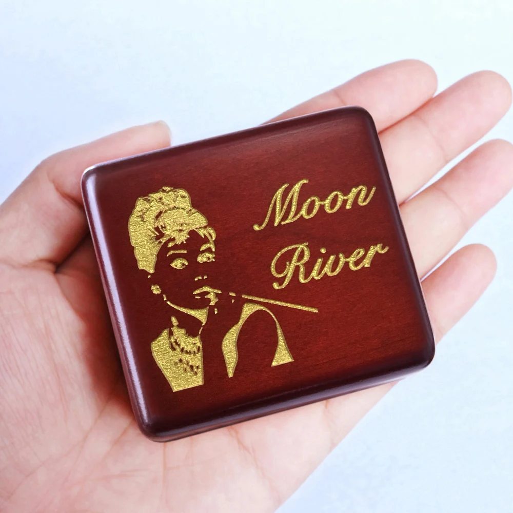 

SOFTALK Moon River Solid Wood Wine Red Theme Music Box Birthday, Christmas, Valentine's Day Gifts