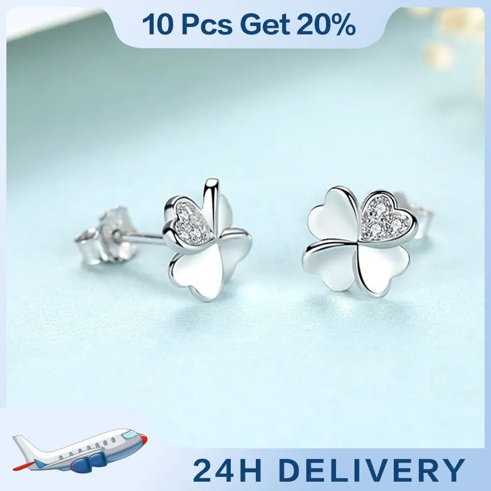 Earrings Suitable For Any Occasion Sparkling Butterfly Earrings On Demand Silver Plated Accessories Four Leaf Clover Earrings