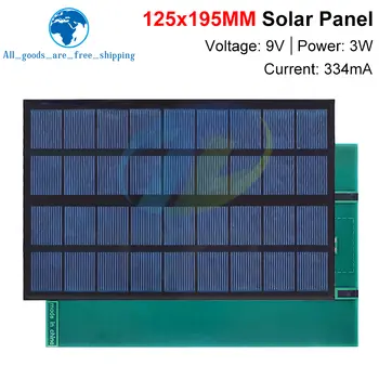 Solární panel TZT 9V 334mA 3W TZT polykrystalický 125*195MM mini solární systém Sunpower pro kutily s baterií a nabíječkou mobilního telefonu 10 nejlepší prodej 9V solární panel - №2