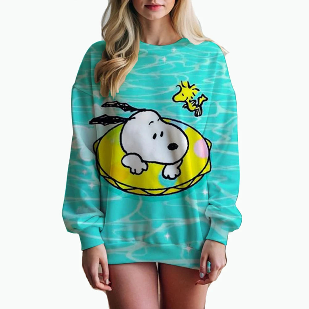 Moletom feminino outono inverno feminino snoopy impressão manga longa topos senhora casual o-pescoço pullovers topos roupas femininas