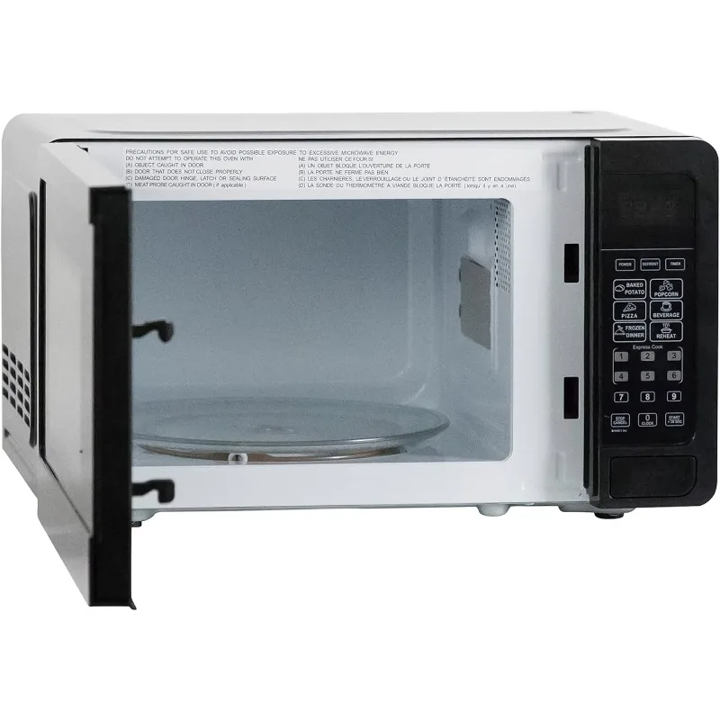 Microwave oven 700W compact with 6 pre-cooking settings, fast defrost, electronic control panel and glass turntable