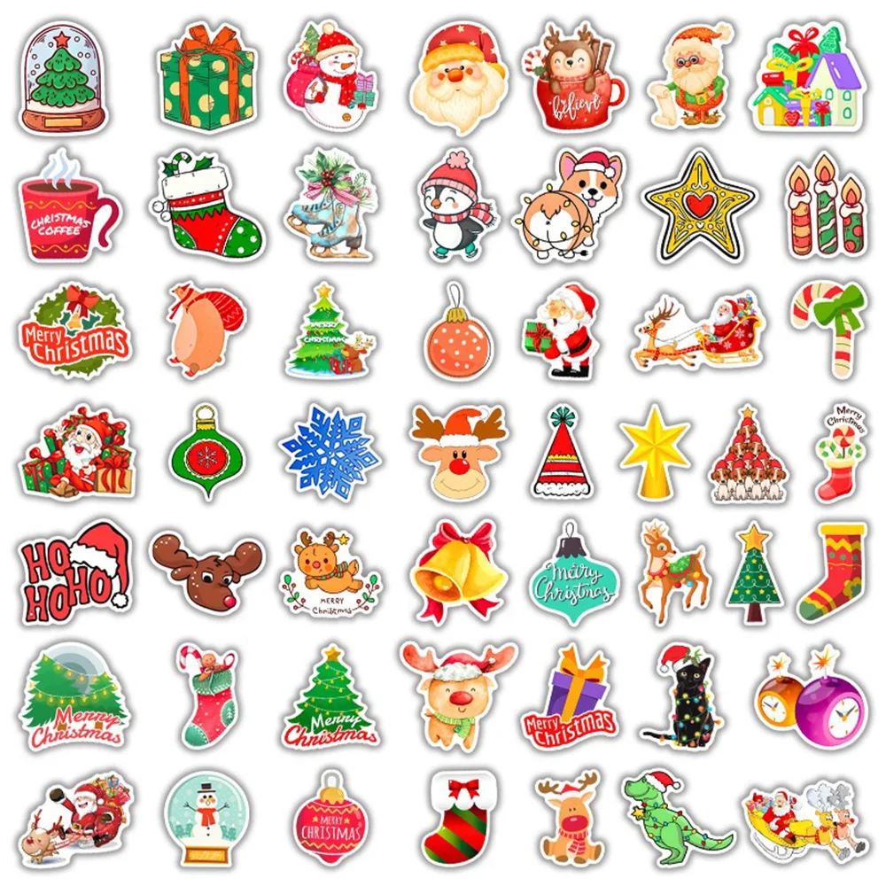 10/30/50/100PCS Cute Christmas Santa Tree Cartoon Sticker DIY Laptop Luggage Skateboard Graffiti Decals Fun for Kid Toys