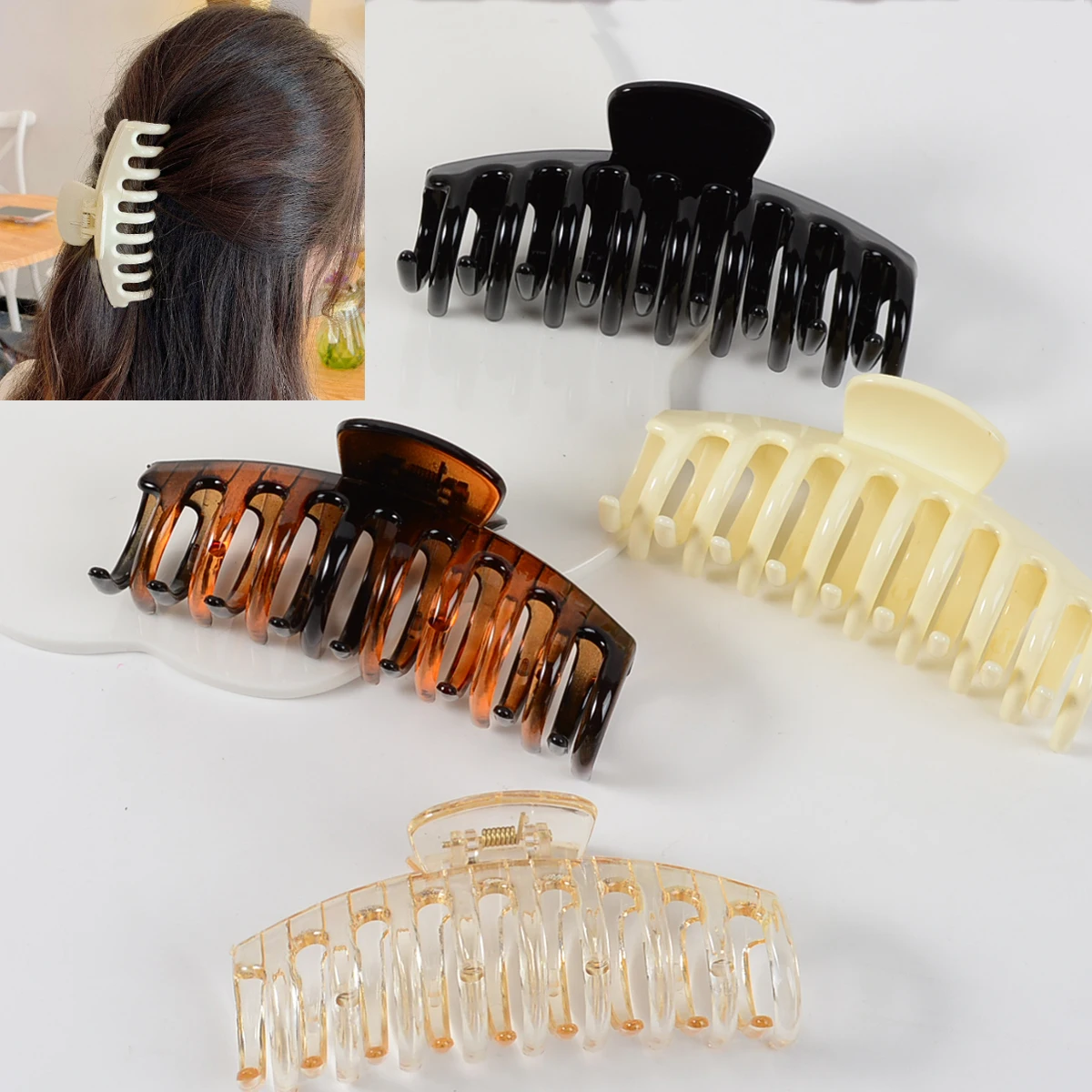 

Большие пластиковые заколки-крабы для волос, прочные нескользящие зажимы для густых волос, женские аксессуары для укладки волос