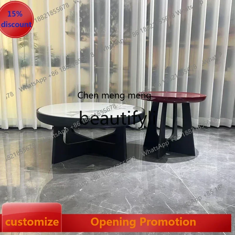 

S7486teae Italian minimalist coffee table combination round high-light paint designer living room household small apartment ligh
