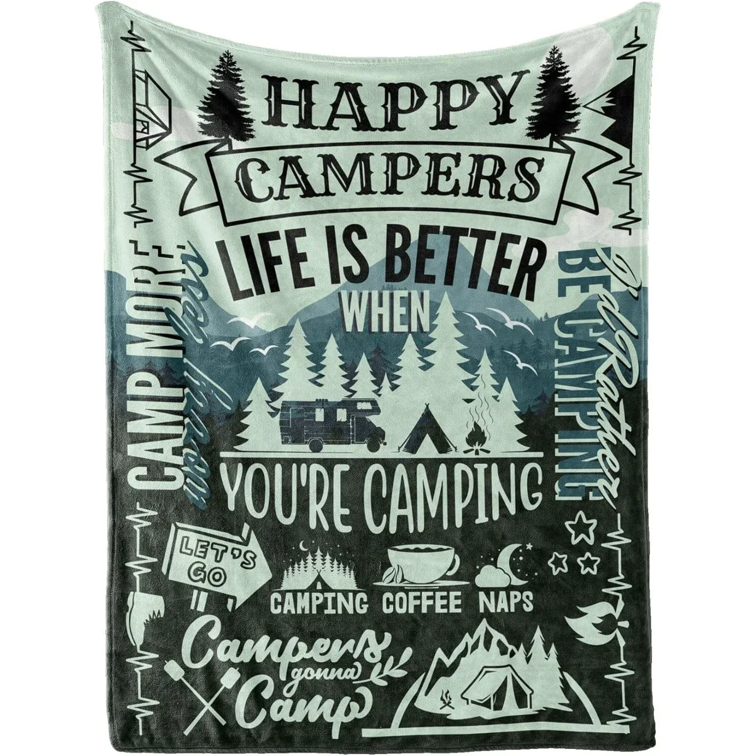 Camping gift Valentine's blanket, Camper decoration outdoors, RV camping site travel hiking, Camping blanket