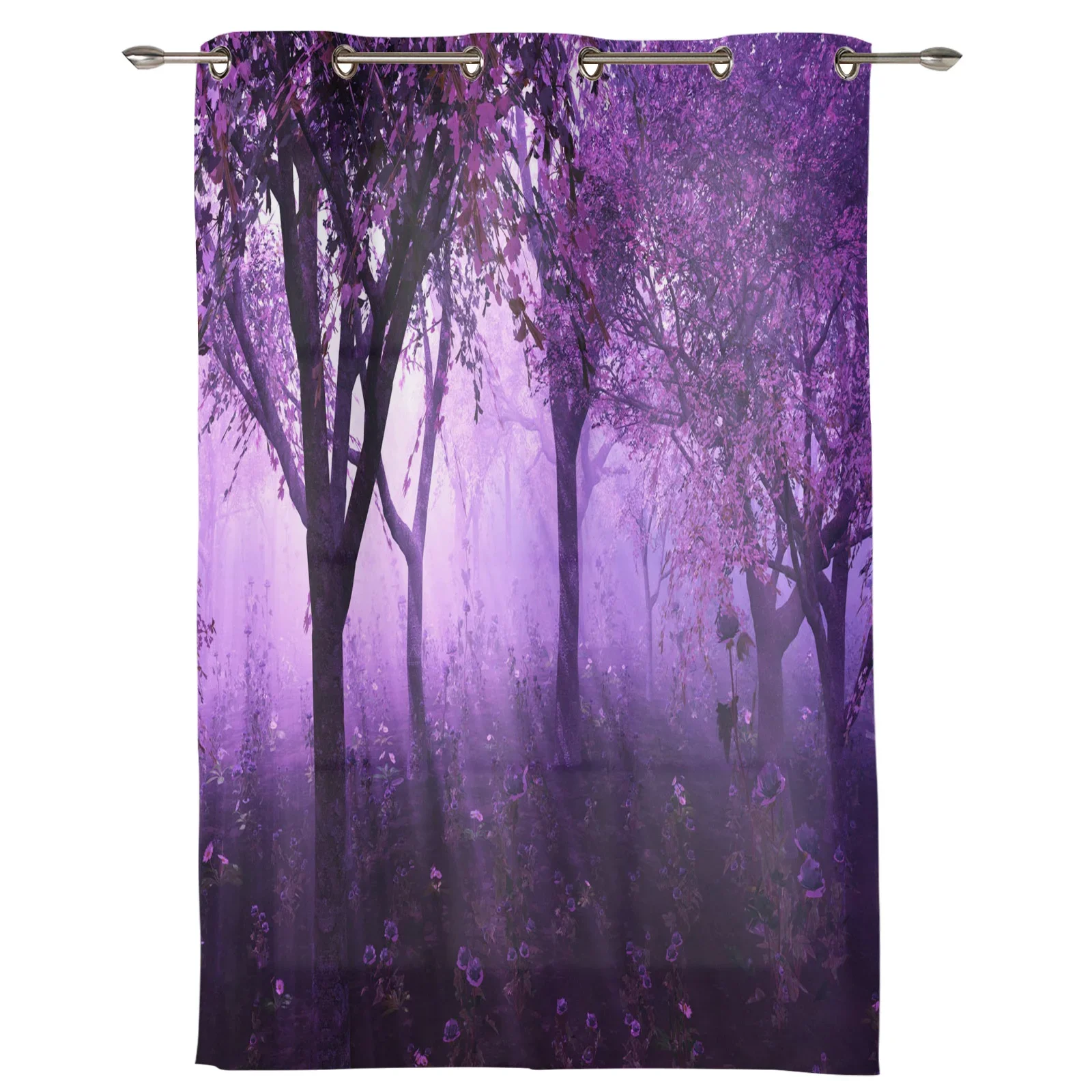 Forest Purple Trees Flowers Window Curtains for Living Room Bedroom Kitchen Curtain Modern Window Treatment