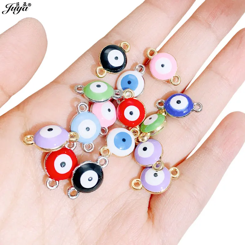 

15pcs/lot Multiple Style Evil Eye Connector Jewelry Findings Accessories Enamel Boho Connector For DIY Bracelet Supplies