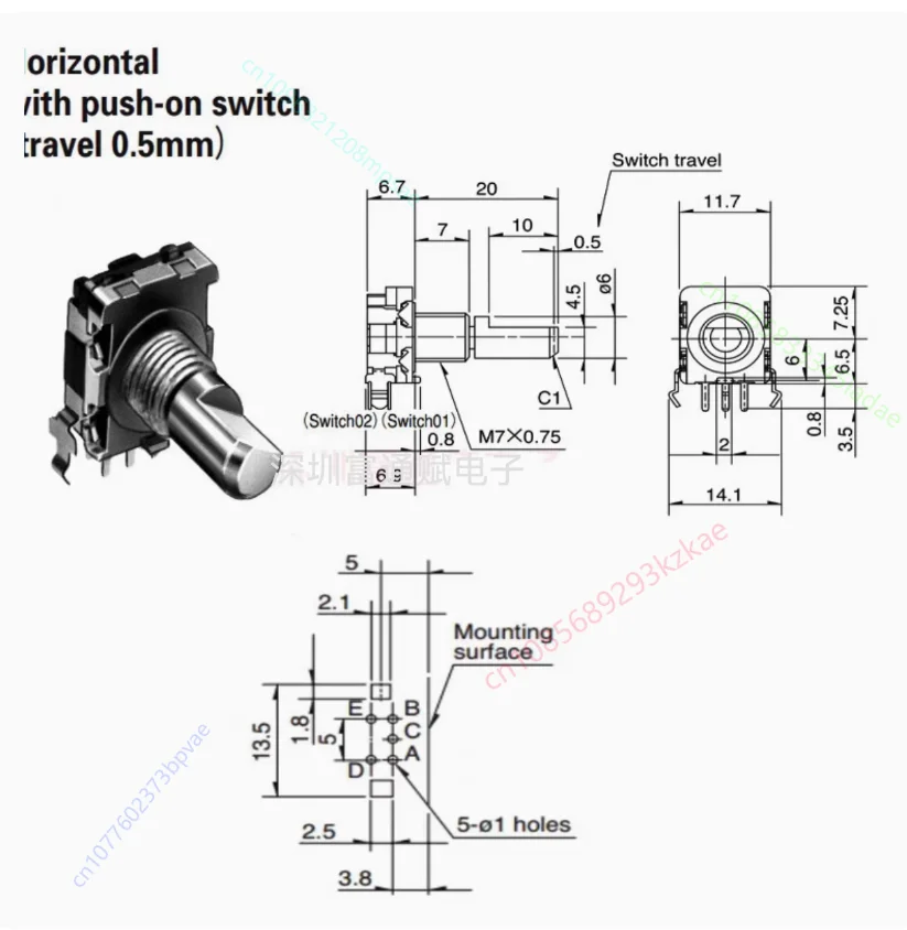 1 قطعة جديد الأصلي EC11B15242AE جبال الألب التشفير التبديل 11 محور معدني أداة طبية جديدة #3
