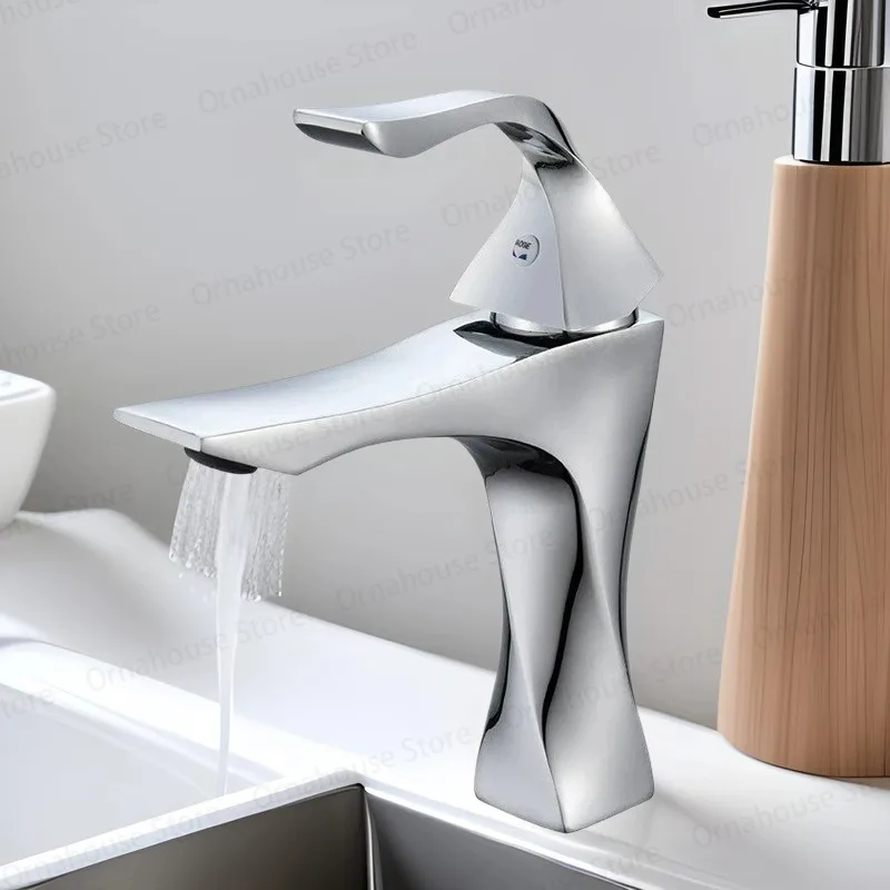 

Nordic Bathroom Faucets Zinc Alloy Household Hot Cold Water Mixer Tap Deck Mounted Bathroom Faucets Single Lever Taps