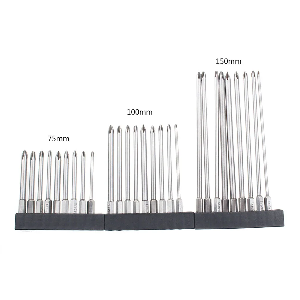 9pcs Magnetic Philips Screwdriver Set 1/4 Inch 6.35mm Shank S2 Alloy Steel 75mm 100mm 150mm Long Magnetic Hex Screwdriver Bit