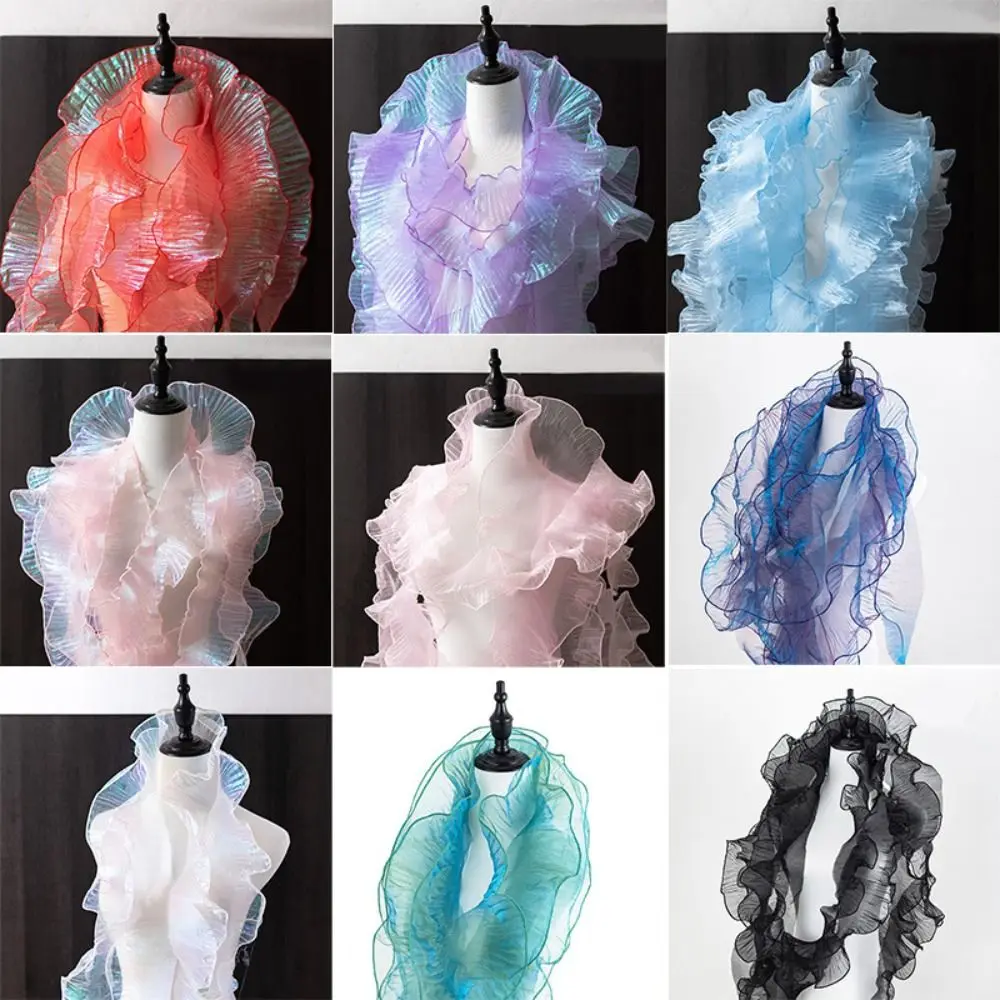 Cinta de encaje plisada de Color sirena, suministro de ropa de 12cm de ancho, tela de costura con volantes, accesorios de costura, 1 yarda