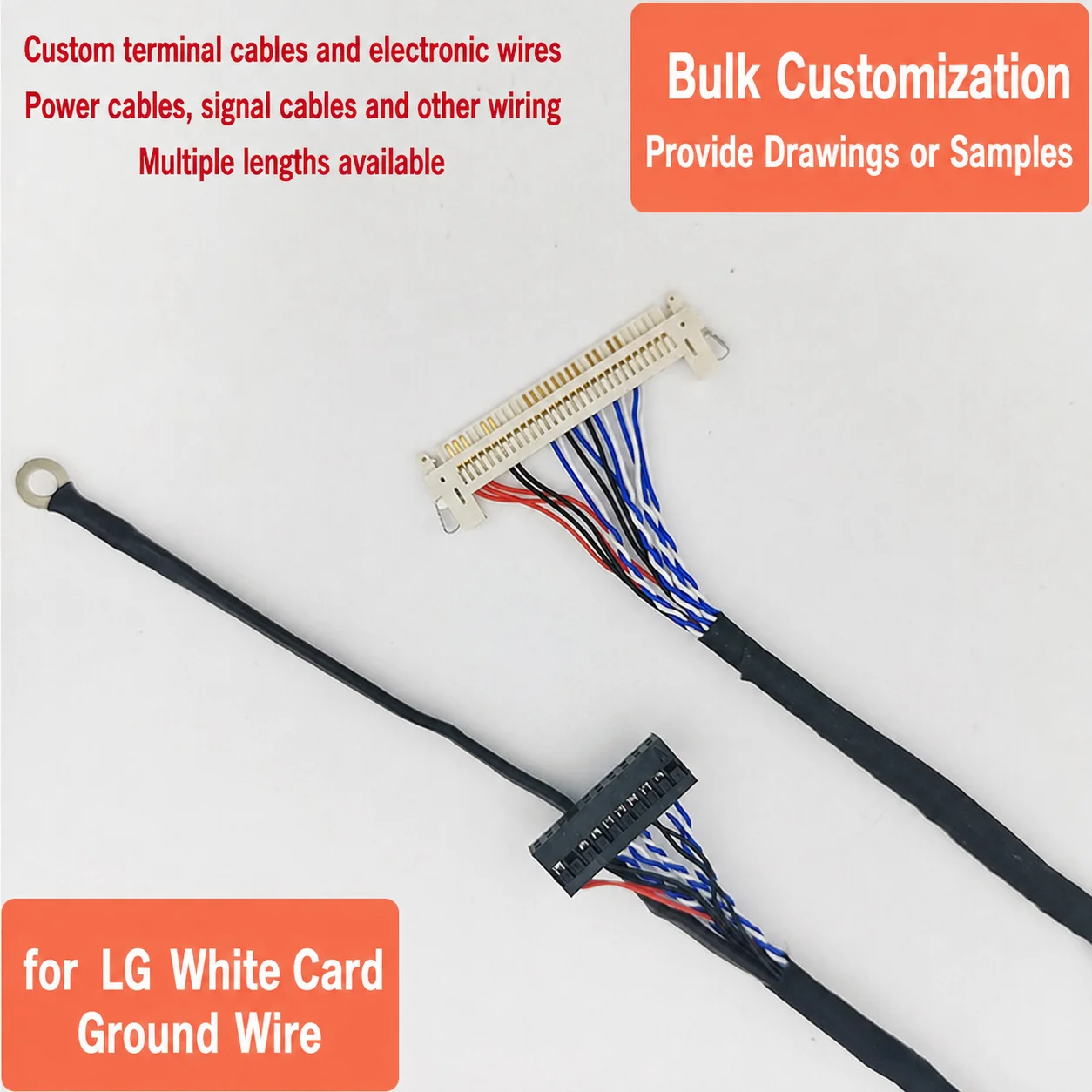 FIX30P 30P Single 8 Left Power Low-Resolution LVDS Display Cable 400mm 600mm for LG White Card 32 Inch LCD