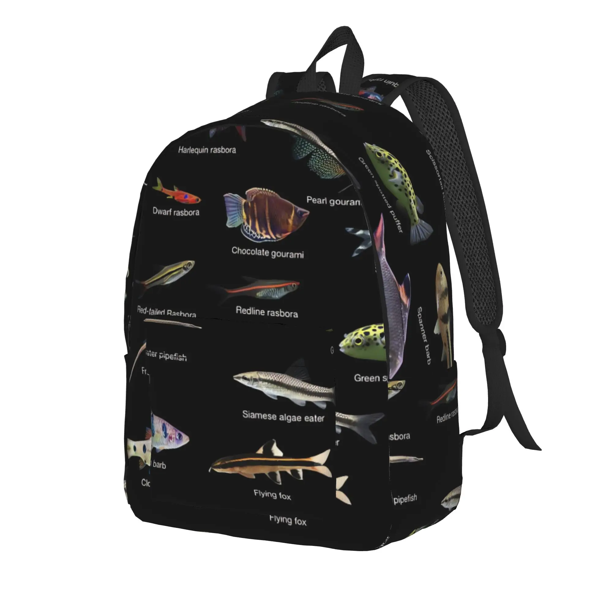 Fish Alphabet Educational Freshwater Species Fishing Backpack Backpacks Men Outdoor Soft High School Bags High Quality Rucksack