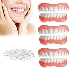 Fausses dents en silicone, placages supérieurs et inférieurs, patchs dentaires parfaits pour hommes et femmes, accolades pour autocollants simulés, dents orthodontiques