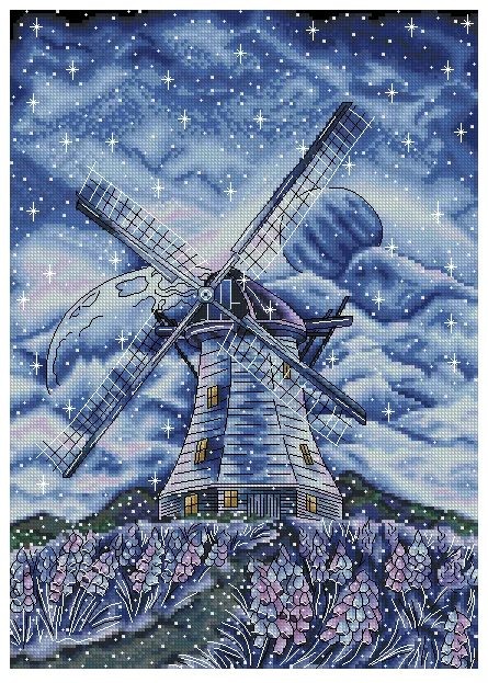 Blue Starry Sky Windmill Sewing kit Needlework 16CT 14CT Canvas Unprinted Handmade Embroidery Cross Stitch Kits DIY Home Decor