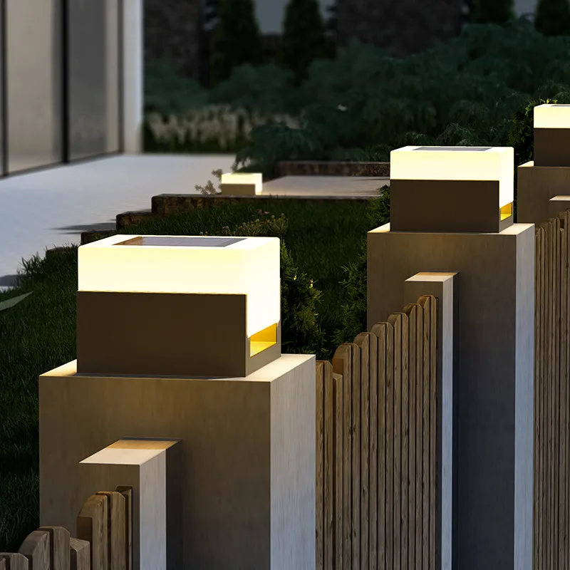 

Solar Pillar Lights Outdoor Waterproof LED Wall Lamp Square Model Home Decor Gate Garden Lighting Decor Solar Energy Super Door