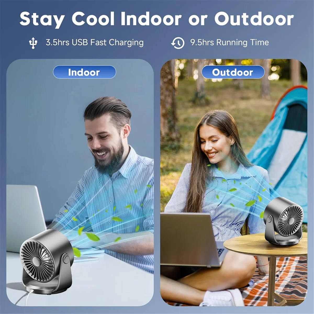 Настольные вентиляторы ABXHH, ультра тихий настенный настольный вентилятор, перезаряжаемый USB-вентилятор с цифровым дисплеем для домашнего офиса, путешествий, кемпинга, розовый