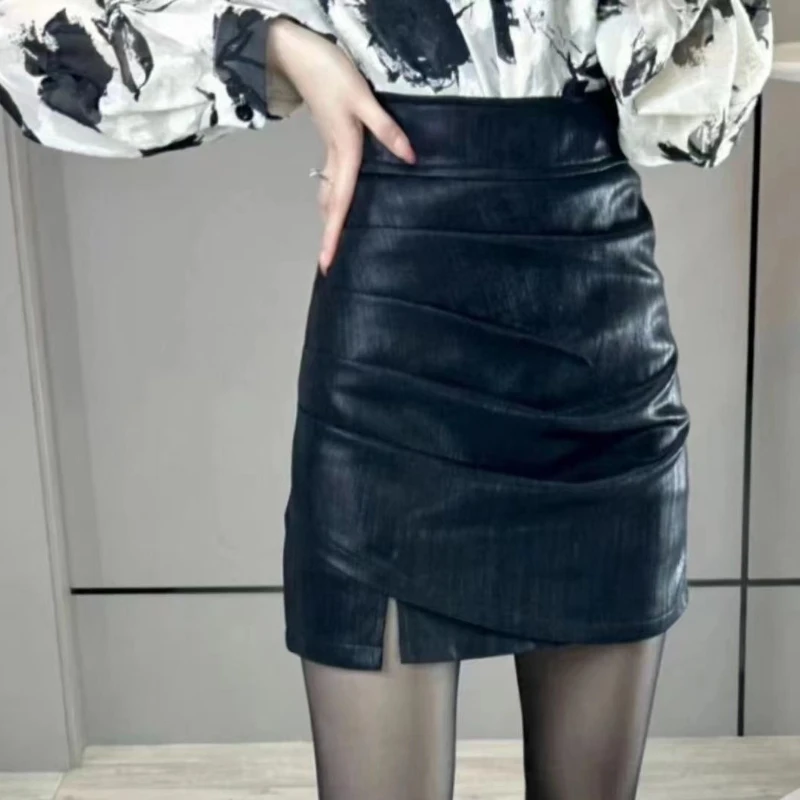 Spring Summer 2026 Asymmetric Mini Skirt Women's Luxury Bodycon Pleated High Fashion Sexy Chic Style