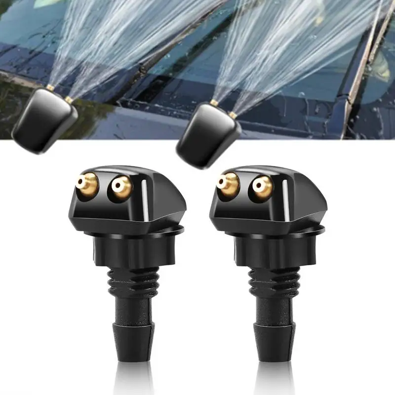 Windshield Washer Nozzle 2Pcs Auto Car Windshield Washer Wiper Water Spray Nozzle Valve Automotive Replacement For Most Cars