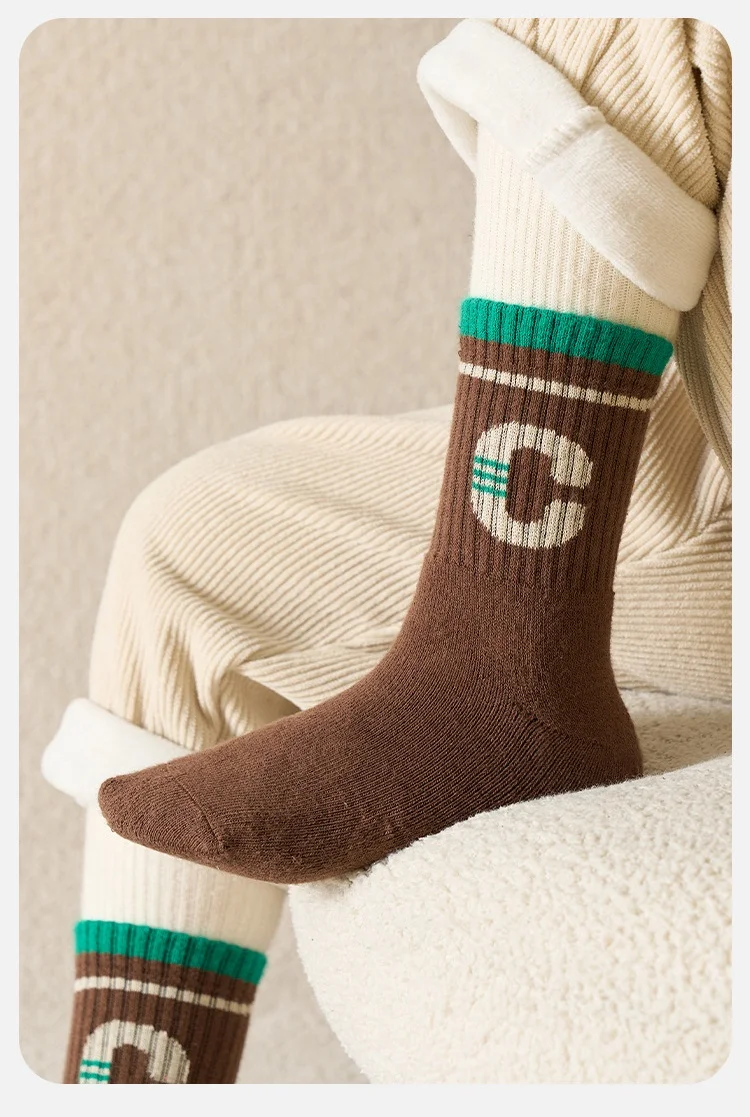 5 Paare/los kinder Winter Socken Warme Baby Kind Verdicken Baumwolle Socken Jungen Terry Socken Brief Muster Thermische Socken – Detail 6