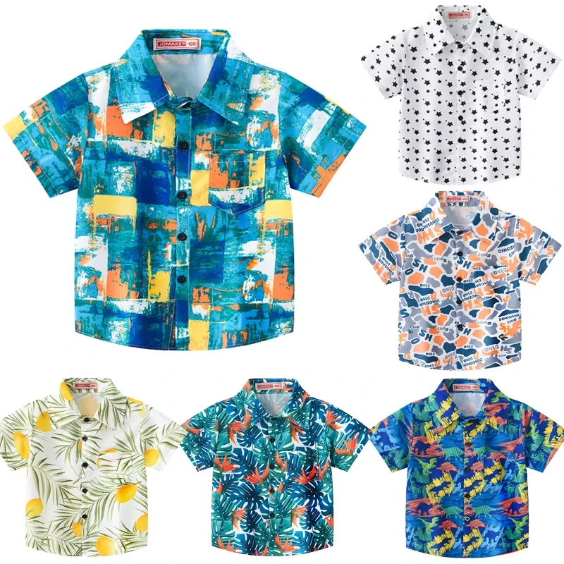 

Children Clothes Girls Boys 3D Print School Shirt Hawaiian Beach Shirts Summer Short Sleeve Tops Casual 2-9Y Children's Blouse