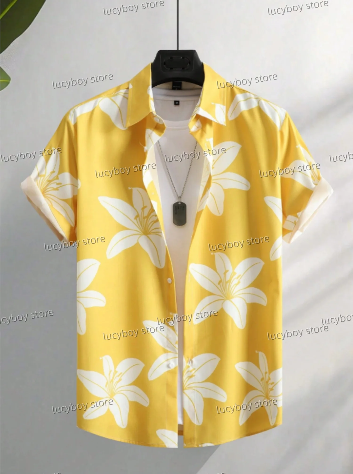 Men's Shirt Summer Clothing Lily print Design Graphic 3D Print Shirts Short Sleeve Tops Streetwear Loose Casual Hawaiian Shirts - Image 3