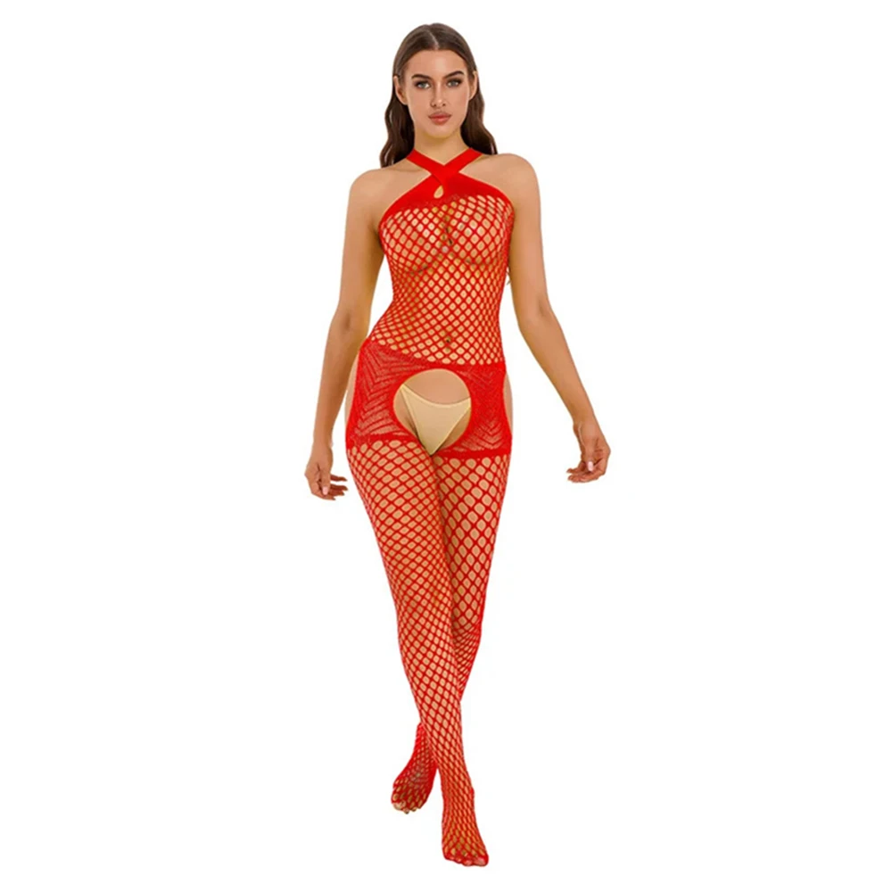

Women's One-piece Full Body Stocking Clothes Fishing Net Hollow Bodystocking Erotic Transparent Mesh Tight Lingerie Costume