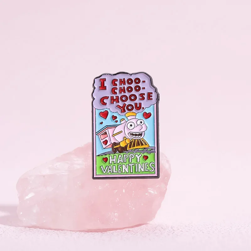 1 Stück kreative bunte kleine Zug Brosche Valentinstag Geschenk Metall Abzeichen Dekoration Pin