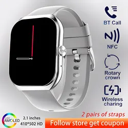 2024 New Men Smart Watch HD Bluetooth Call 2.1 Inch AMOLED Screen GPS Sport Tracker Blood Pressure Women NFC Original Smartwatch