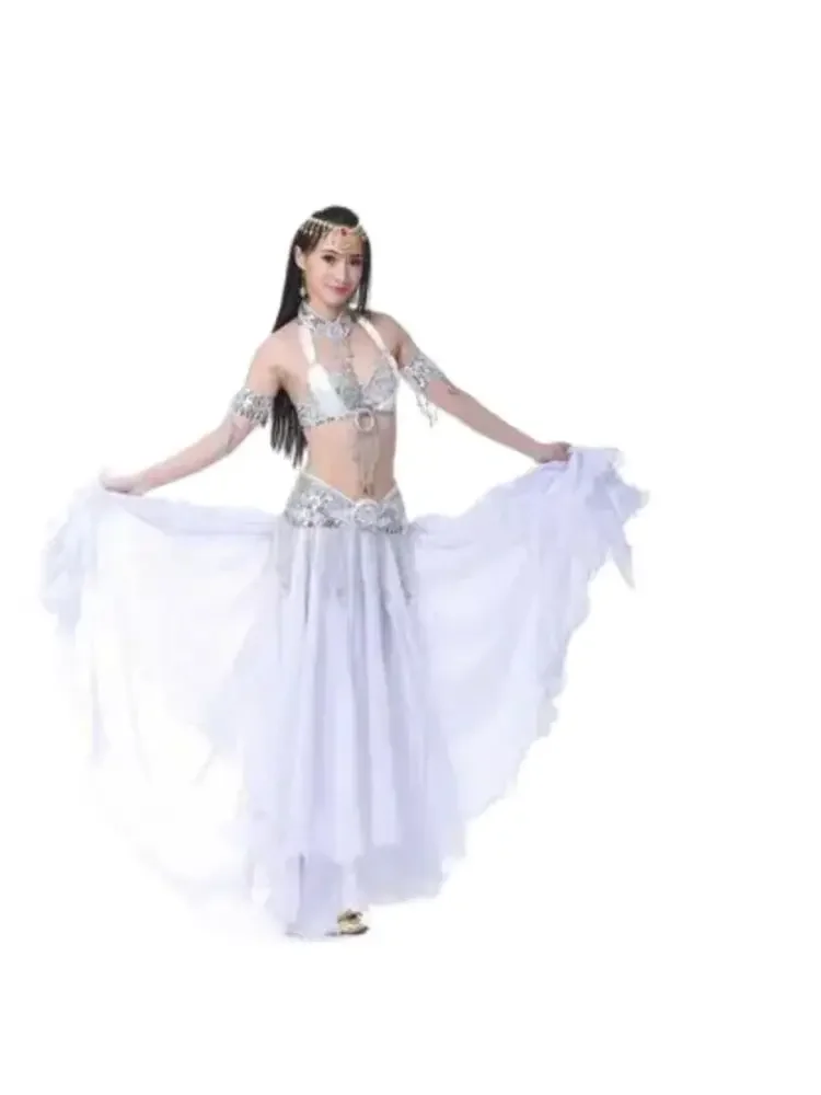 1pcs/lot lady chiffon belly dancing long skirt split solid skirt female performance dancing skirt free size