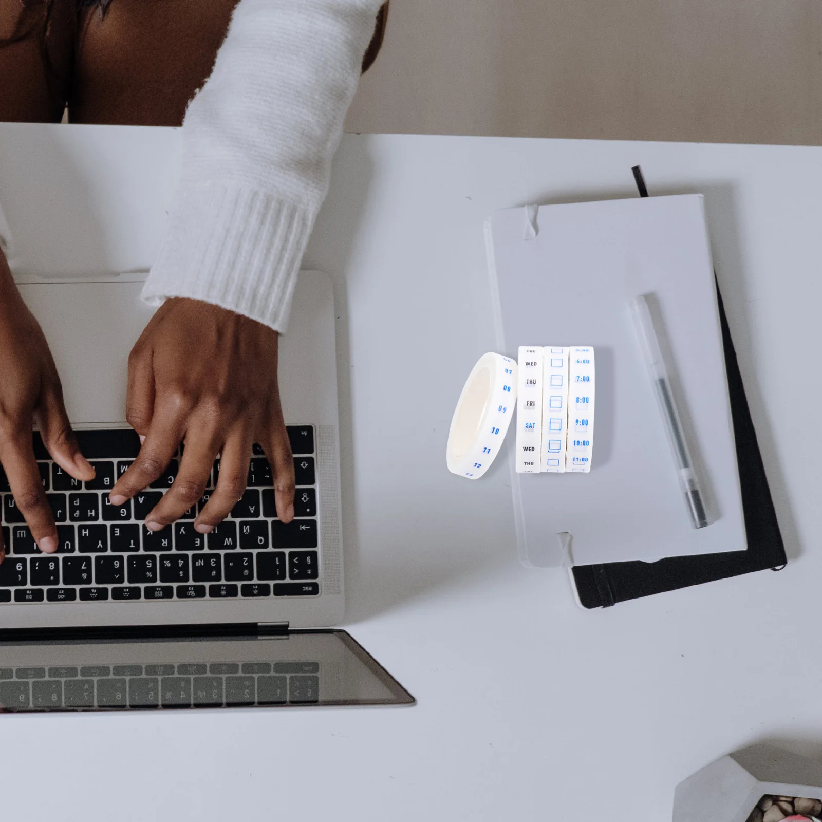 

4 Rolls Time and Paper Tape for Weekly Date Planning Washi Journaling Decorative Stationery Set Kawaii Time Management Tapes